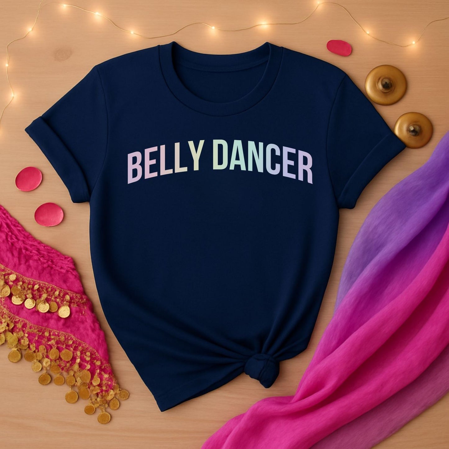 Belly Dancer Curved Rainbow Tee