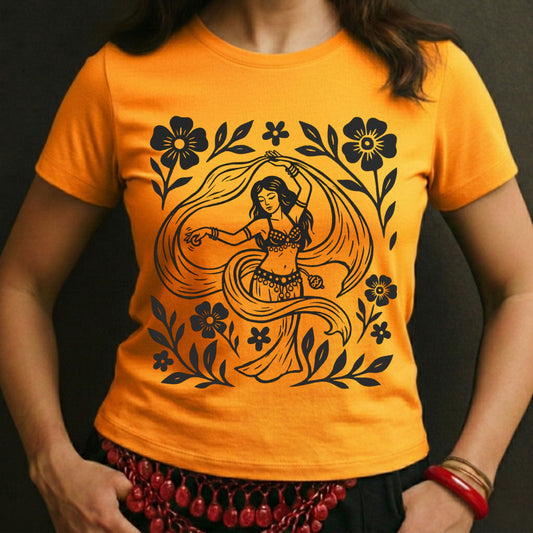 Floral Bellydancer Engraving Tee