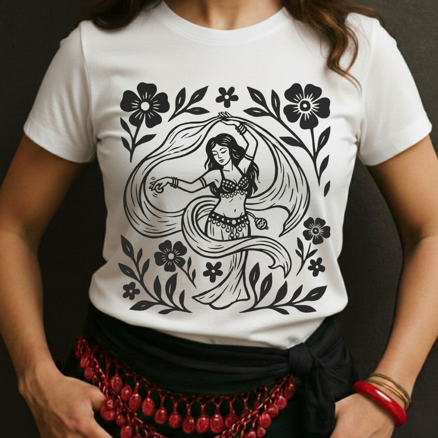 Floral Bellydancer Engraving Tee