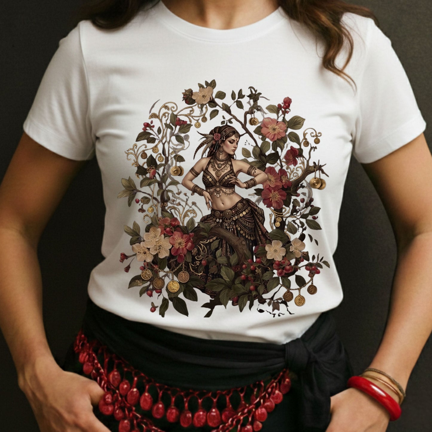 Tribal Fusion Bellydancer Floral Tee