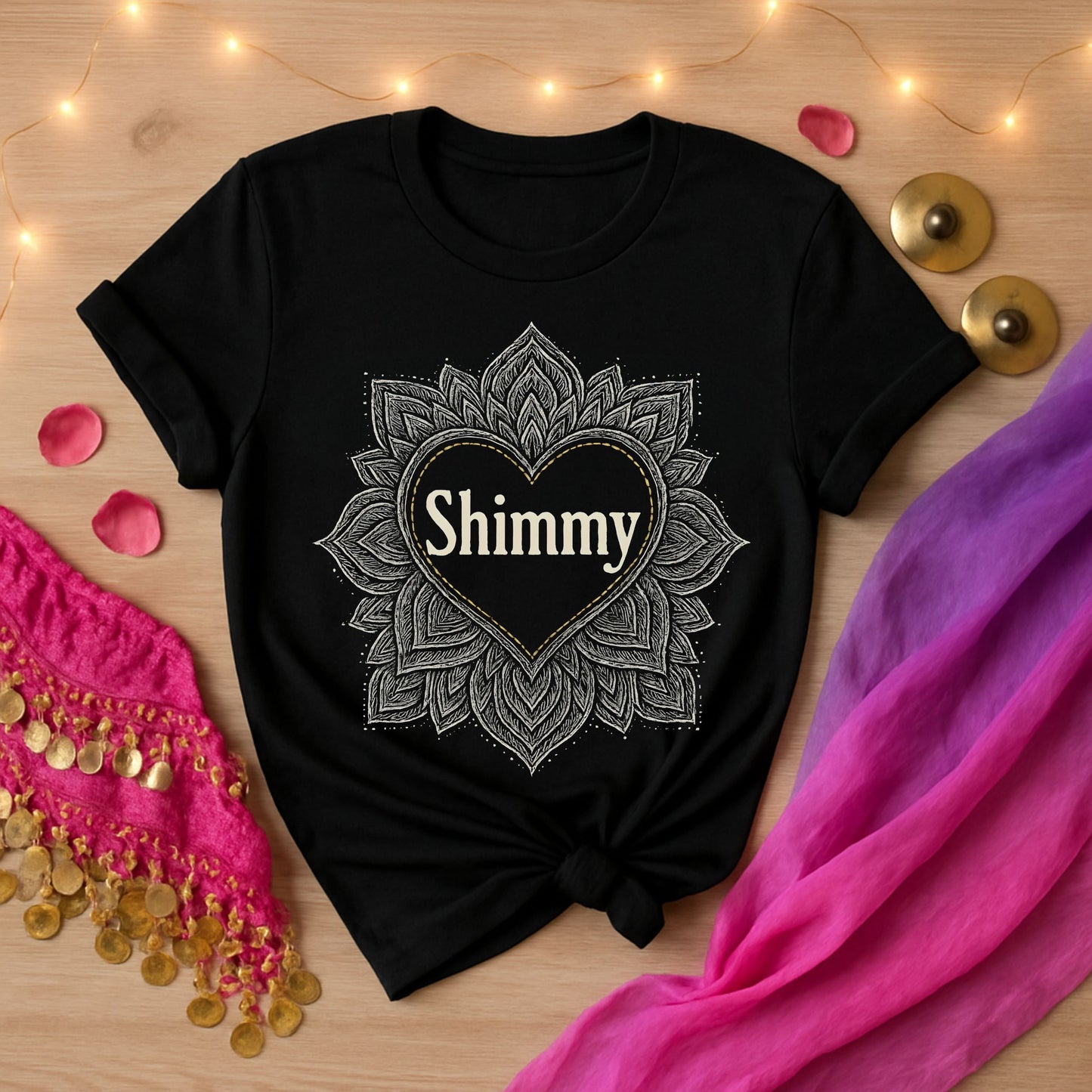 Elegant Shimmy Mandala Heart Tee