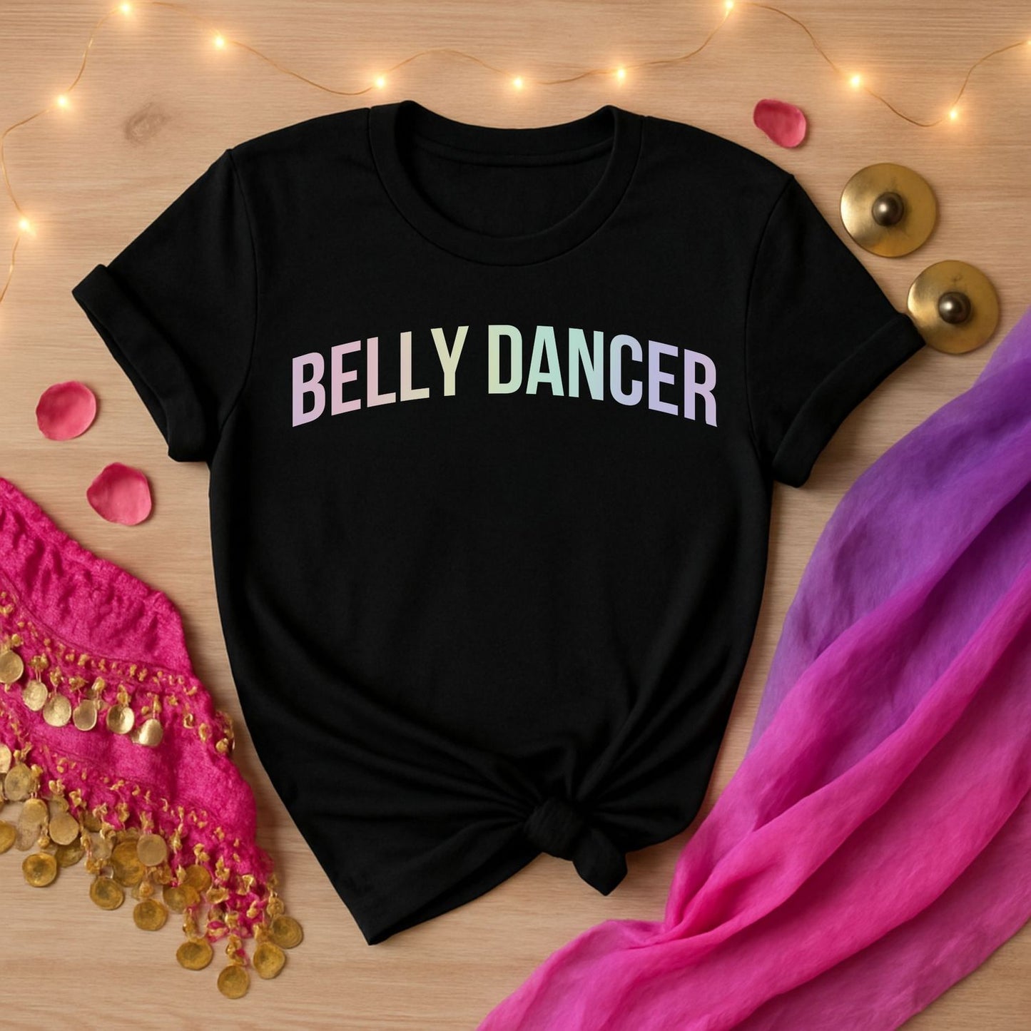 Belly Dancer Curved Rainbow Tee