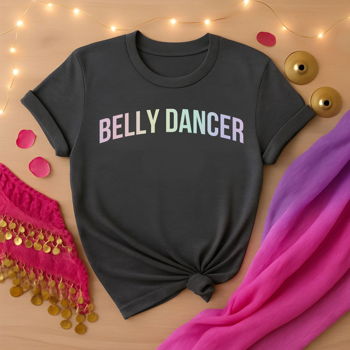 Belly Dancer Curved Rainbow Tee