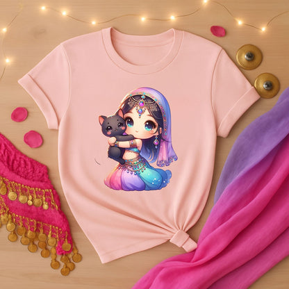 Watercolor Belly Dancer With Cat Tee