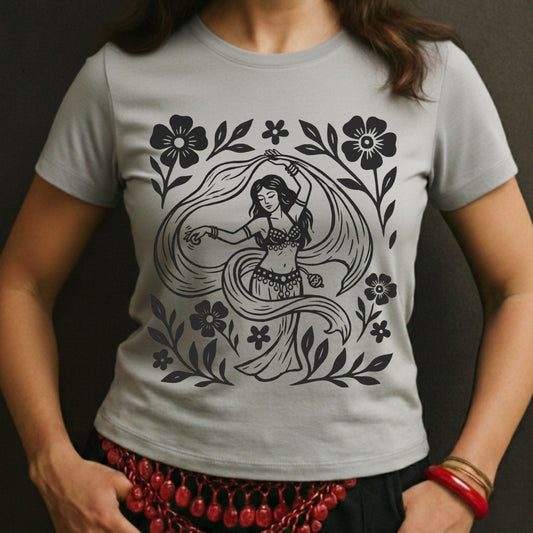 Floral Bellydancer Engraving Tee