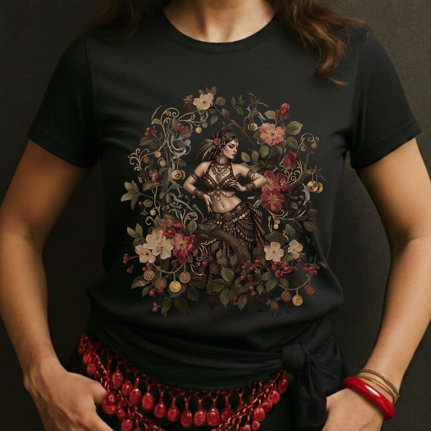 Tribal Fusion Bellydancer Floral Tee