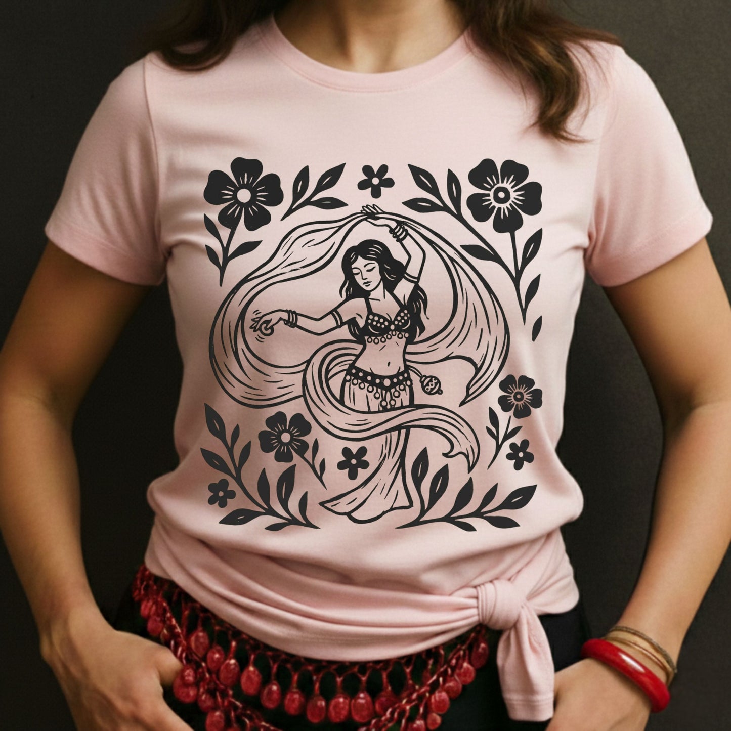 Floral Bellydancer Engraving Tee